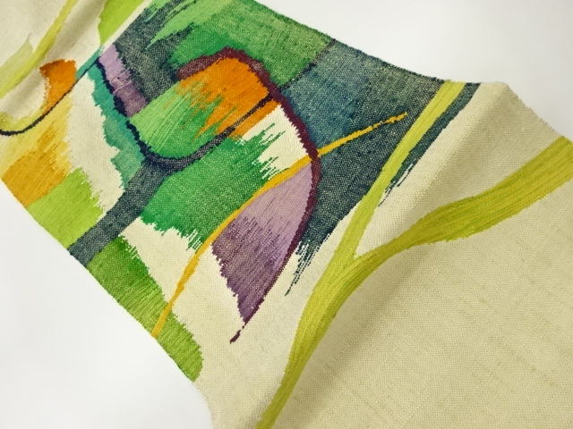 JAPANESE NAGOYA OBI / MAWATA TSUMUGI / WOVEN ABSTRACT